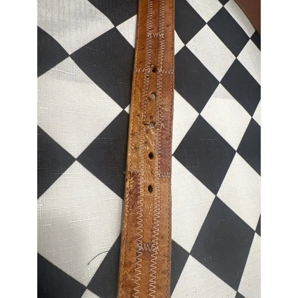 Tony Lama Made in USA ostrich light brown belt men’s 32 leather